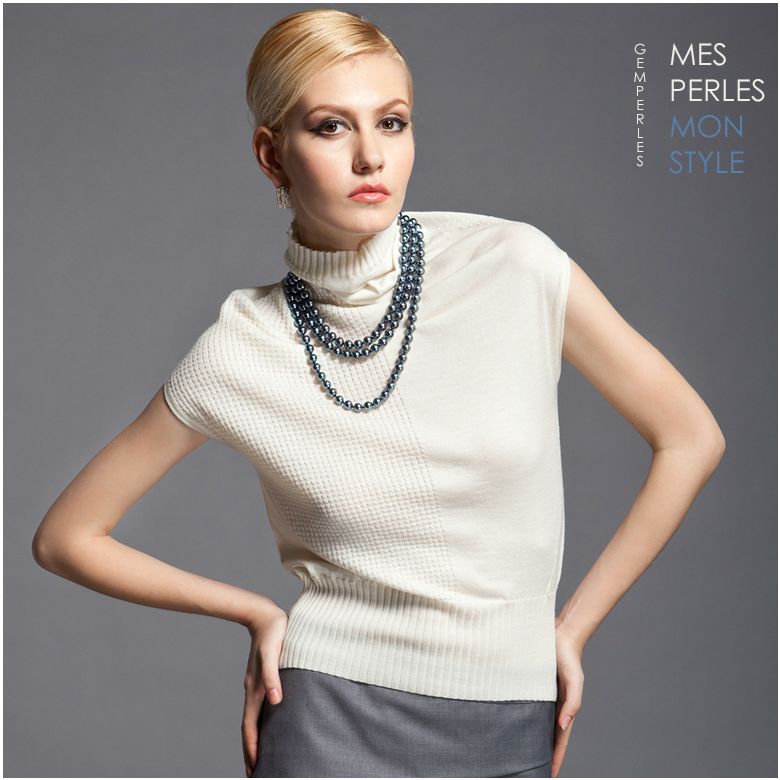 Collana Joséphine Baker  - Perle d'Acqua Dolce Nere - 7/7.5mm, AAA - 3