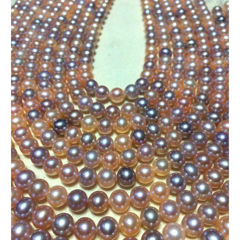 Parure 2 Fili Perle Miste Plurale - Collana e Braccialetto 6.5/7mm - 6