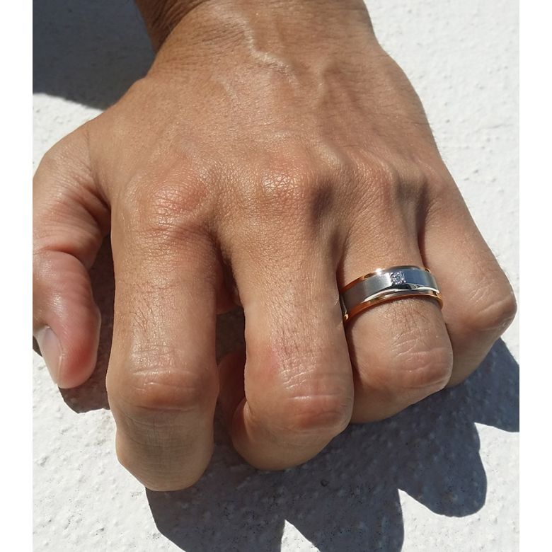 Anello Uomo in Oro bianco e rosa, Diamanti | Richard - 2