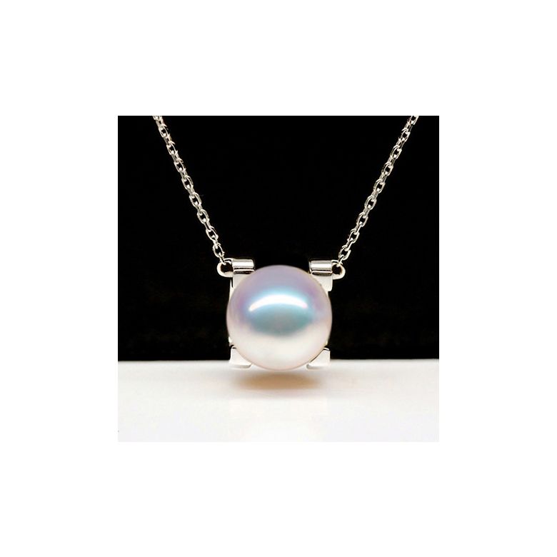 Ciondolo Morita - Oro Bianco e Perla Akoya Bianca - 1