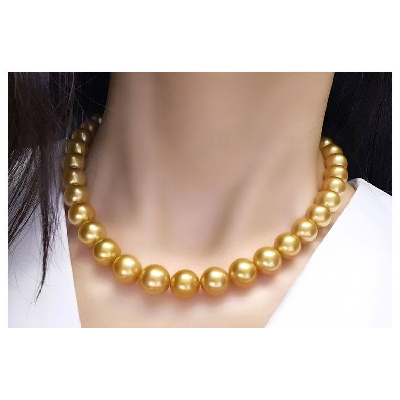 Collana Clothilde - Perle Coltivate Dorate Gold dei Mari del Sud - 3