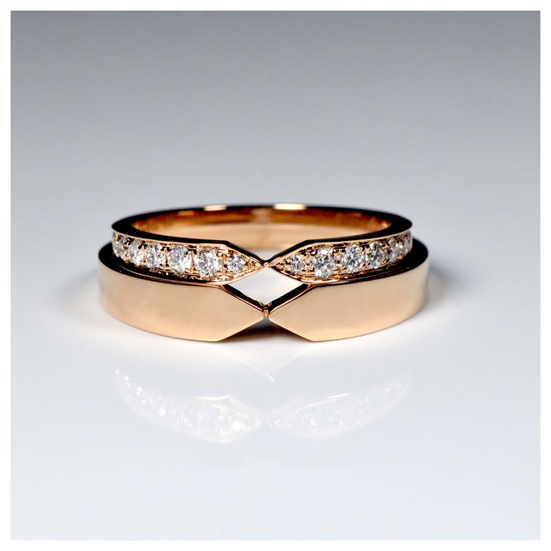 Coppia Anelli Arrows - Oro Rosa Finitura Lucida - 5