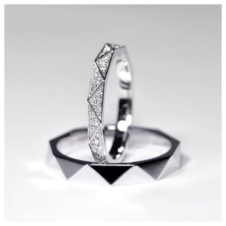 Veretta a 3/4 di Giro Triangulaire - Platino & Diamanti - 2