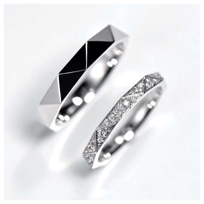 Coppia Anelli Triangulaire - Oro Bianco Finitura Lucida - 3