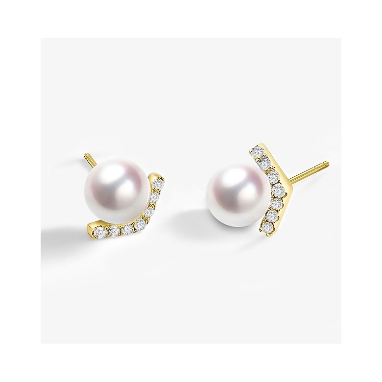 Orecchini A Lobo Réflexion - Oro Giallo, Diamanti & Perle Akoya - 3