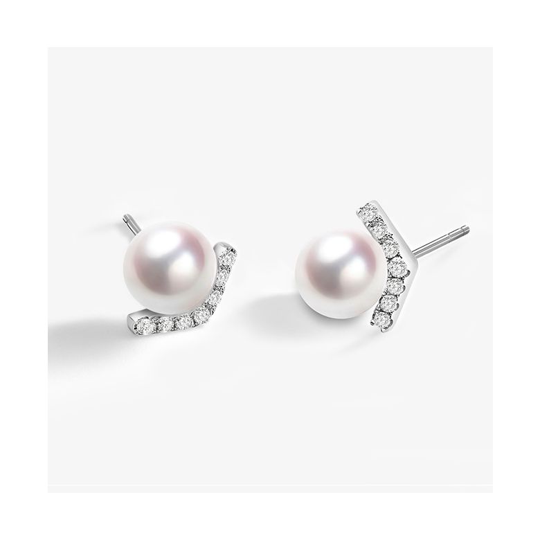 Orecchini A Lobo Réflexion - Oro Bianco, Diamanti & Perle Akoya - 2