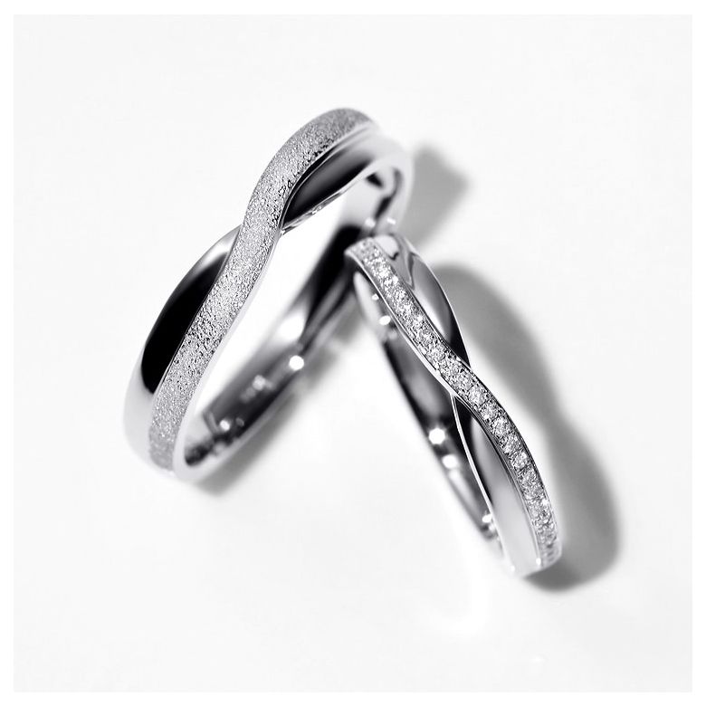 Fedi Nuziali Coppia Golden River - Oro Bianco - 3