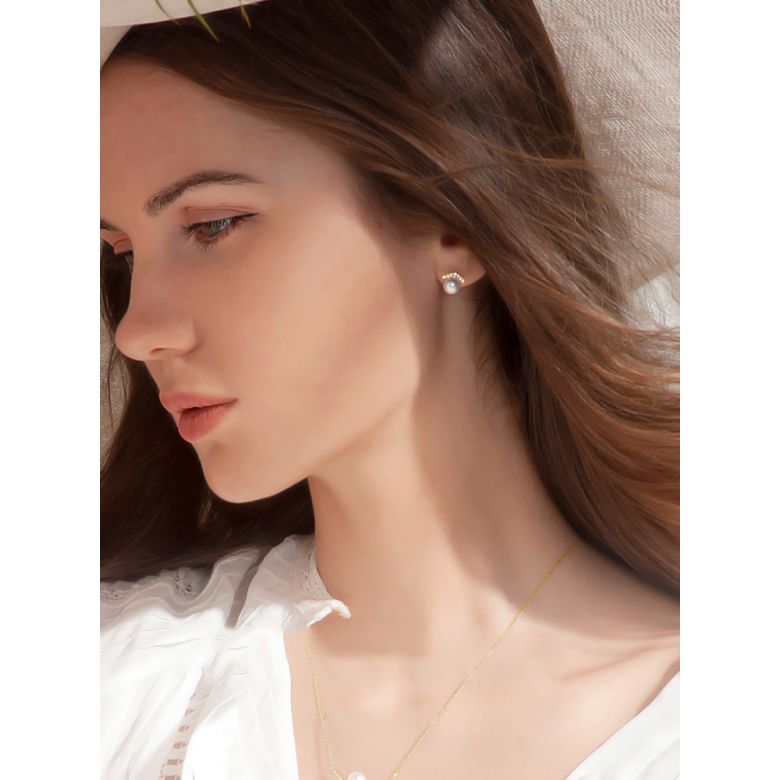 Orecchini A Lobo Réflexion - Oro Giallo, Diamanti & Perle Akoya - 7