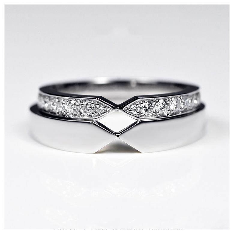 Coppia Anelli Arrows - Oro Bianco Finitura Lucida - 4