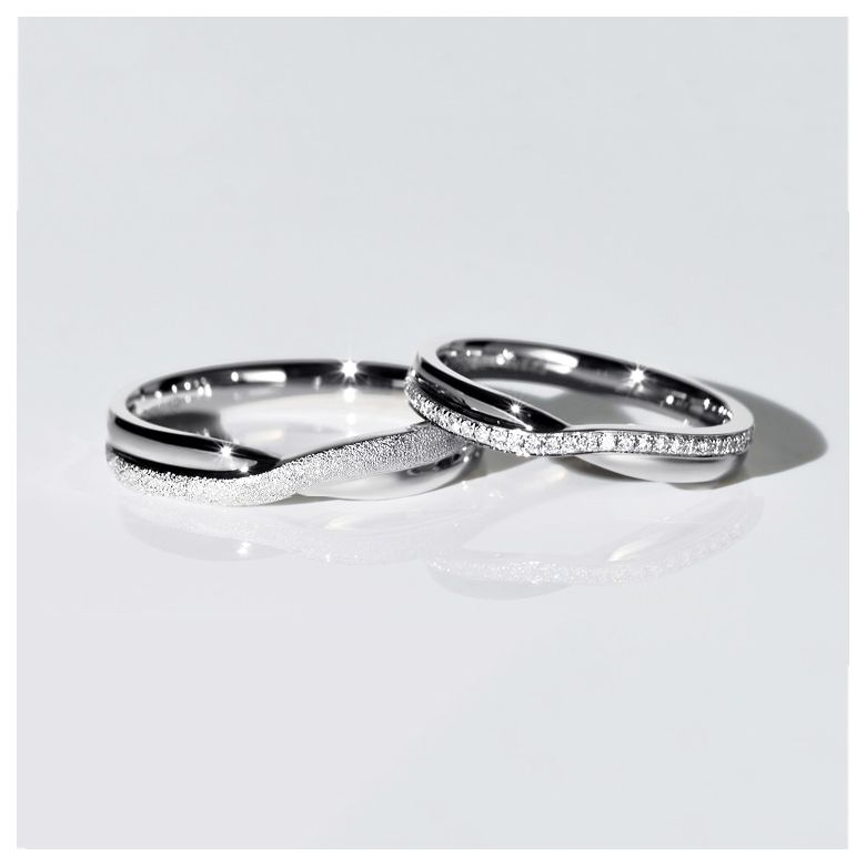 Fedi Nuziali Coppia Golden River - Platino - 4