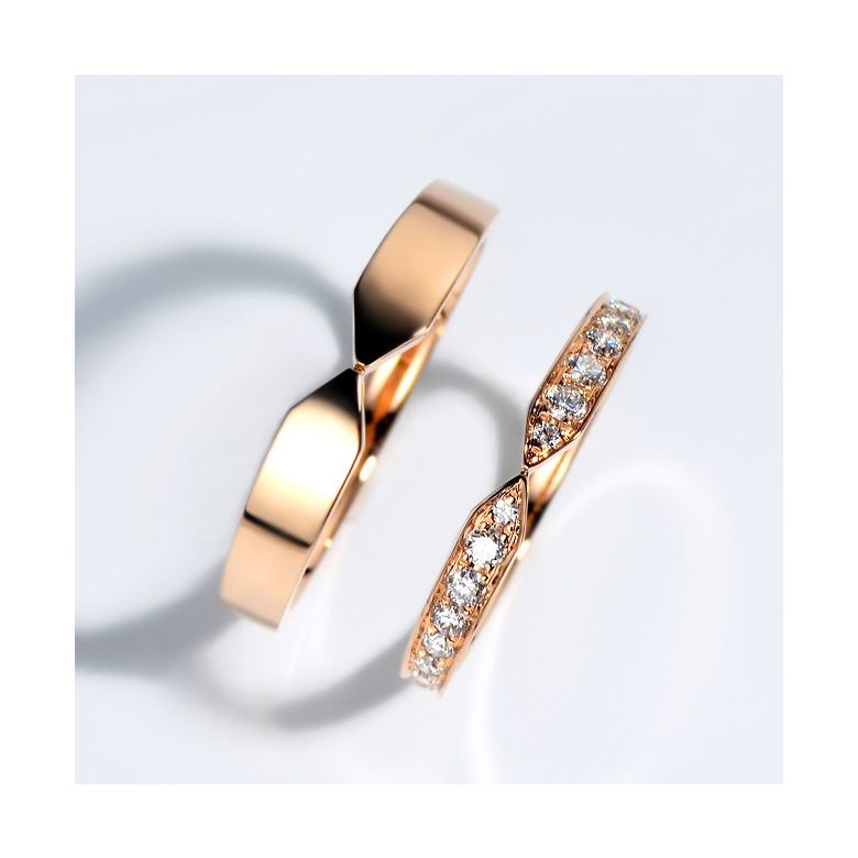 Coppia Anelli Arrows - Oro Rosa Finitura Lucida - 3