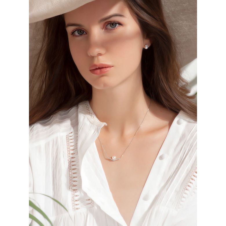 Collana Ciondolo Réflexion - Oro Bianco, Diamanti & Perle Akoya - 7