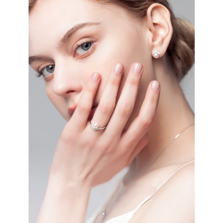 Anello Réflexion - Oro Bianco, Diamanti & Perla Akoya - 6