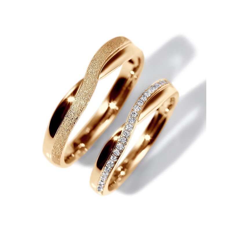 Fedi Nuziali Coppia Golden River - Oro Rosa - 1