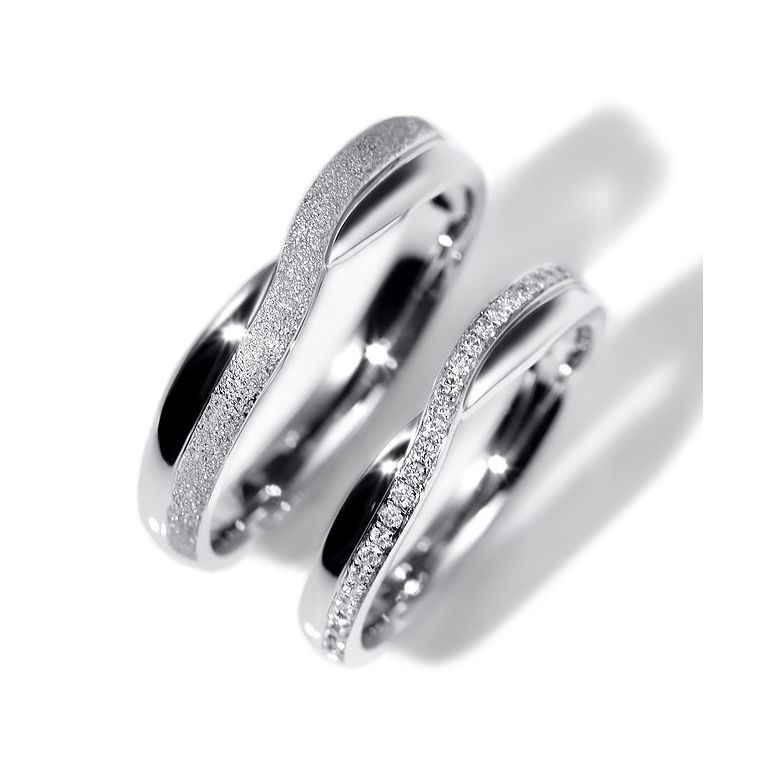 Fedi Nuziali Coppia Golden River - Platino - 1