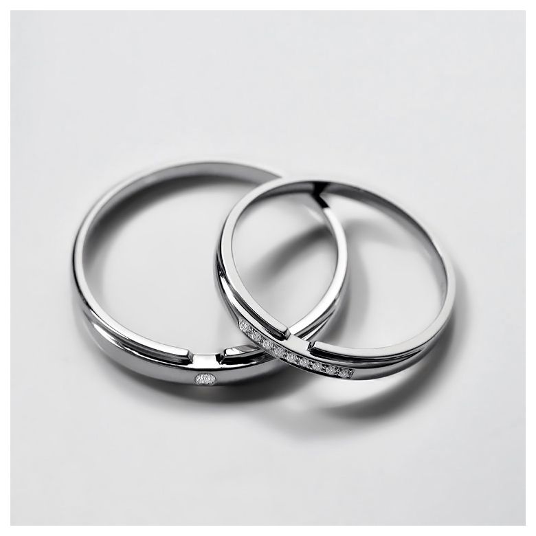 Fede Nuziale Uomo Jack - Platino & Diamante - 4