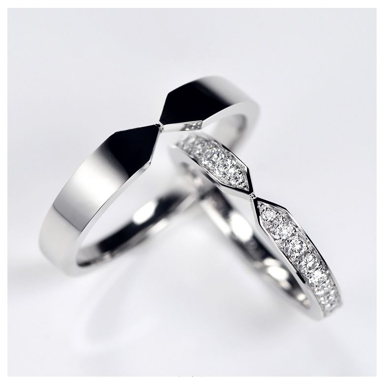 Coppia Anelli Arrows - Platino Finitura Lucida - 3