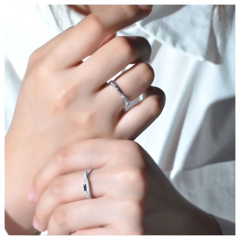 Fede Nuziale Golden River - Oro Bianco e Diamanti - 2