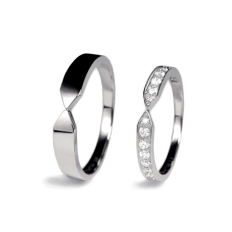 Coppia Anelli Arrows - Oro Bianco Finitura Lucida - 1