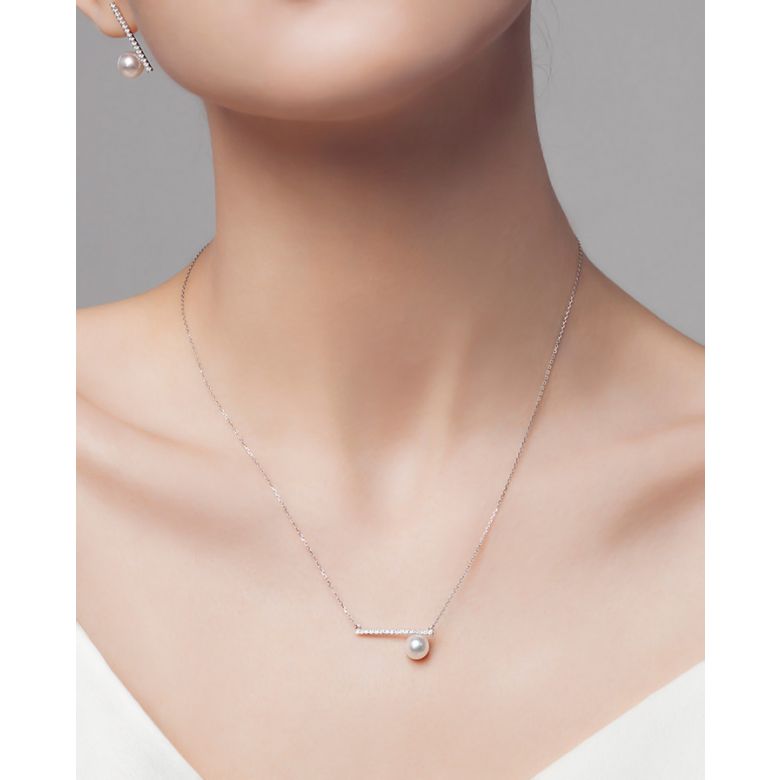 Collana Ciondolo Réflexion - Oro Bianco, Diamanti & Perle Akoya - 3