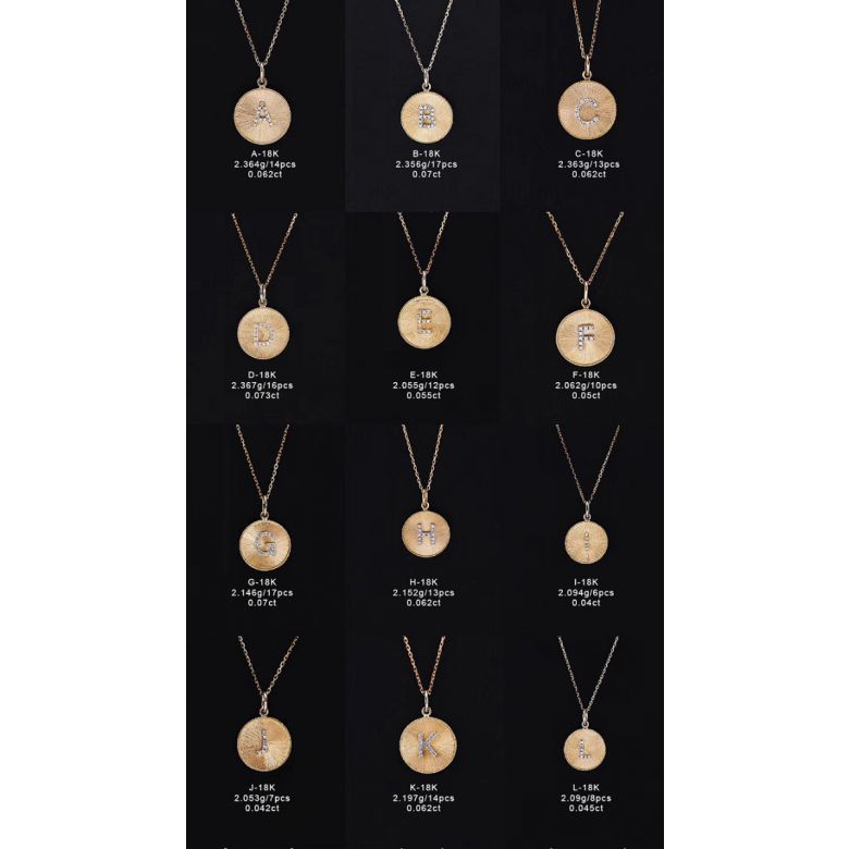 Ciondolo Lettera Alfabeto - Medaglia in Oro 18ct & Diamante VS/G | Gemperles - 23