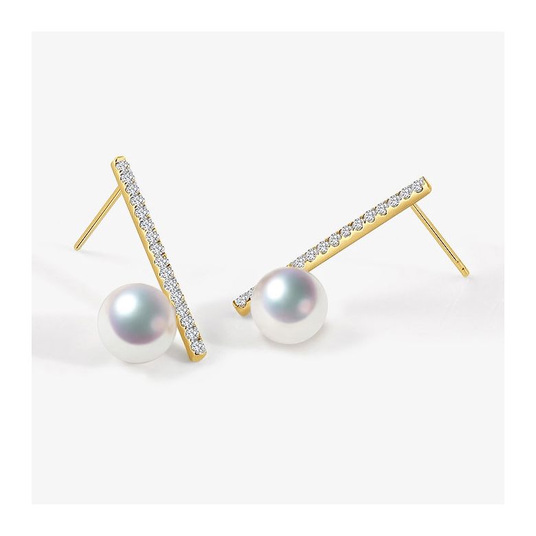 Orecchini Pendenti Réflexion - Oro Giallo, Diamanti & Perle Akoya - 1