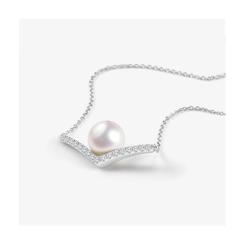 Collana Ciondolo Réflexion - Oro Bianco, Diamanti & Perle Akoya - 2