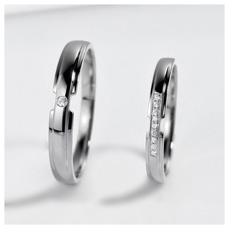 Fede Nuziale Uomo Jack - Platino & Diamante - 3