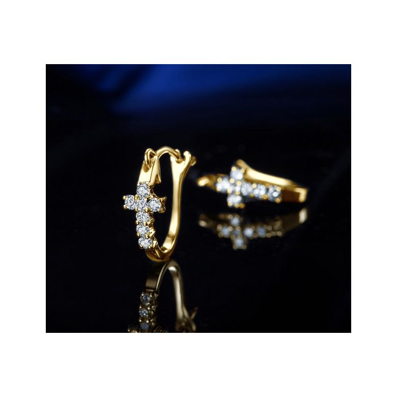 Orecchini Croci Diamantate - Pendenti Croce in Oro Giallo & Diamanti - 3