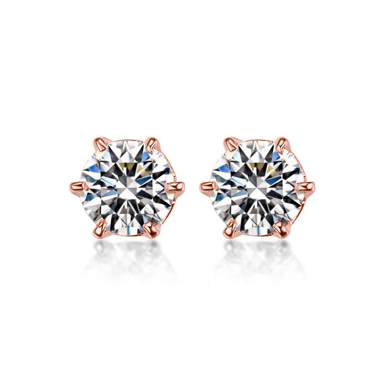 Orecchini Vassili - Punto Luce da Donna in Oro Rosa con Diamanti - 1