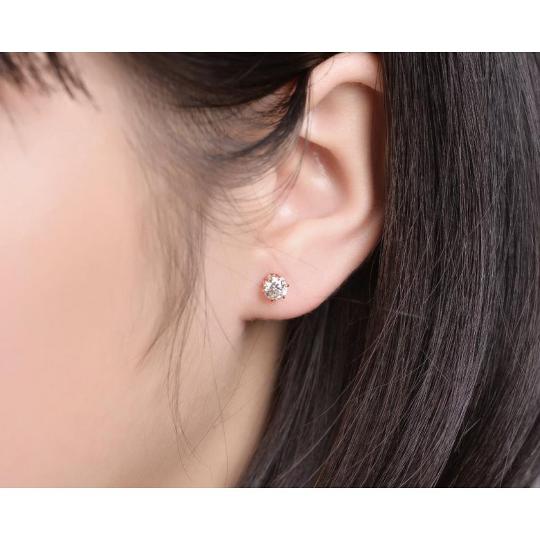 Orecchini Vassili - Punto Luce da Donna in Oro Rosa con Diamanti - 2