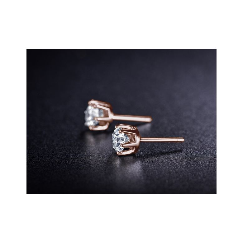 Orecchini Vassili - Punto Luce da Donna in Oro Rosa con Diamanti - 6