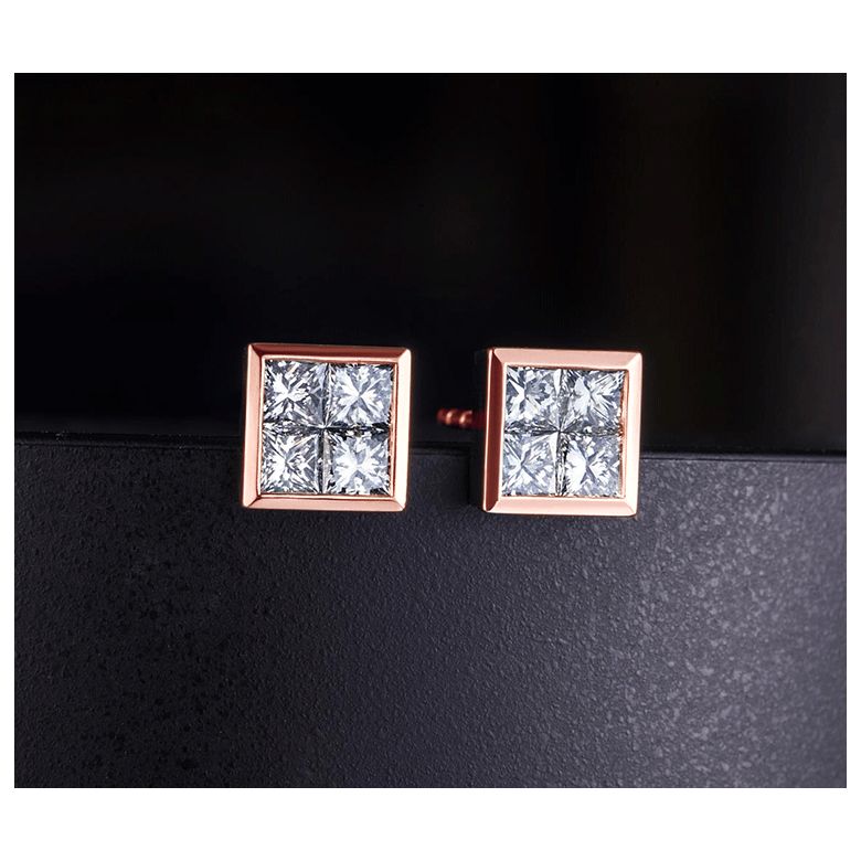 Orecchini Aleksandra - Punto Luce da Donna in Oro Rosa con Diamanti - 3