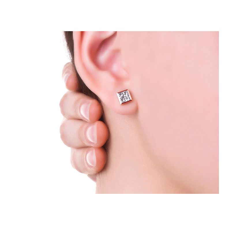 Orecchini Aleksandra - Punto Luce da Donna in Oro Rosa con Diamanti - 2