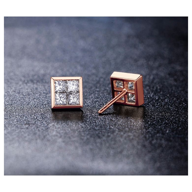 Orecchini Aleksandra - Punto Luce da Donna in Oro Rosa con Diamanti - 5