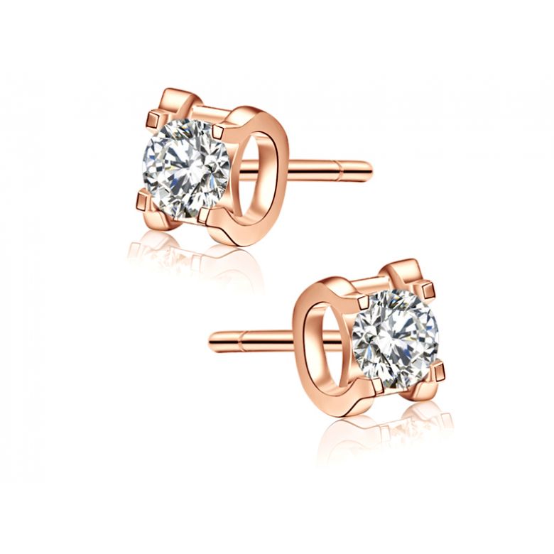 Orecchini Pasha - Punto Luce da Donna in Oro Rosa con Diamanti - 5