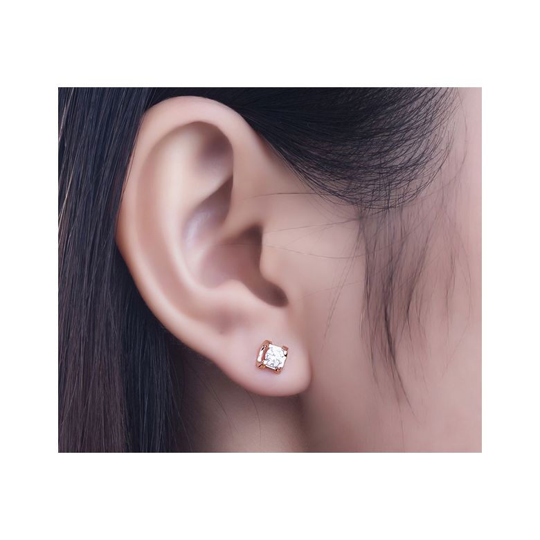 Orecchini Pasha - Punto Luce da Donna in Oro Rosa con Diamanti - 2