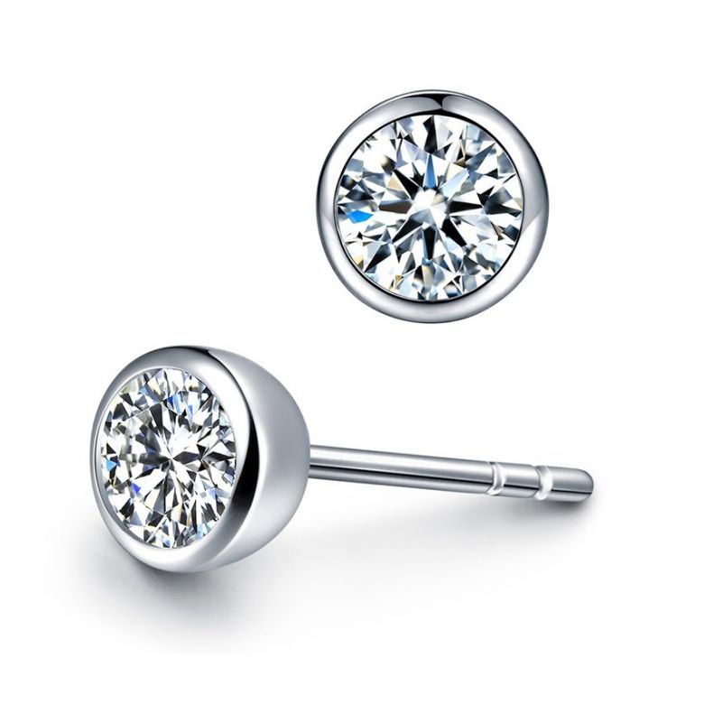 Orecchini a chiodo diamanti incastonati chiusi 0.40ct. Platino. Carati personalizzabile - 3