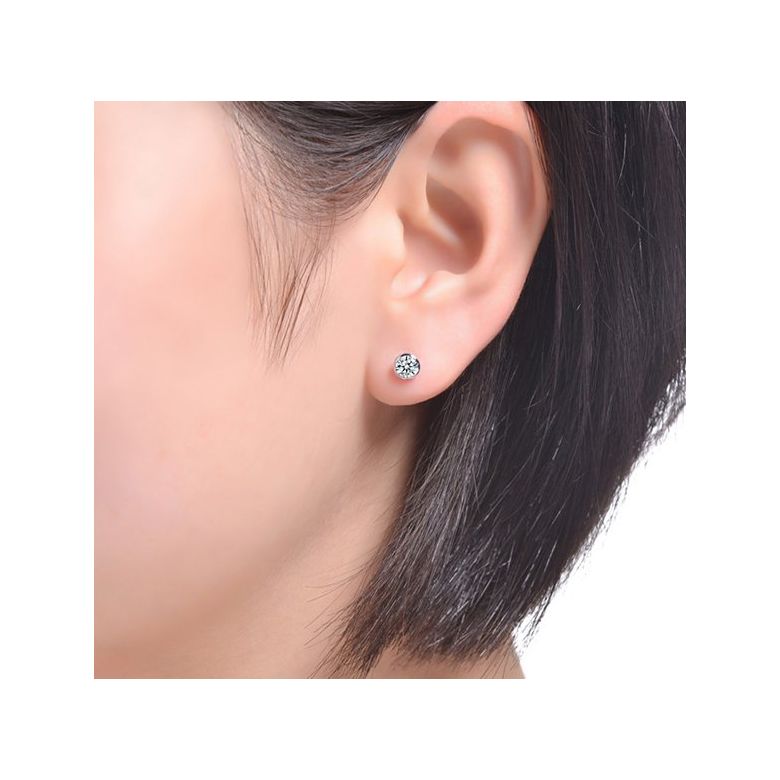 Orecchini a chiodo diamanti incastonati chiusi 0.40ct. Platino. Carati personalizzabile - 2