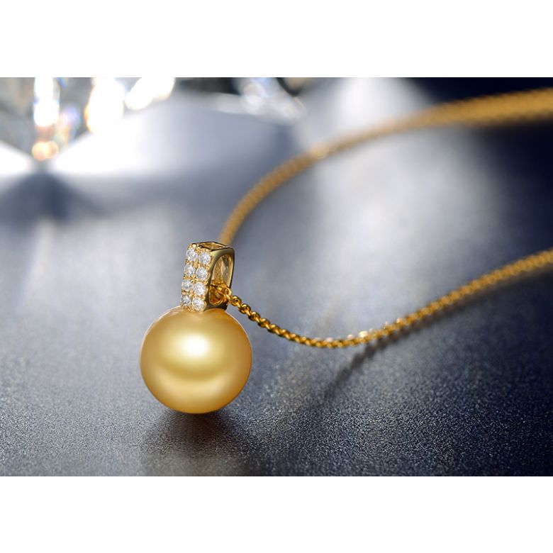 Ciondolo King - Oro Giallo, Diamanti & Perla Gold dei Mari del Sud - 5