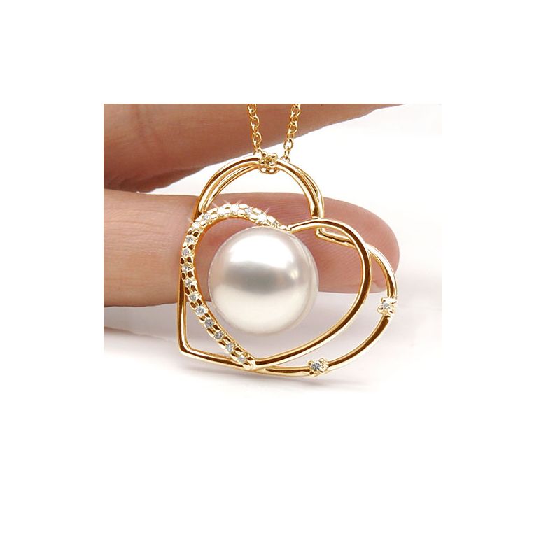 Ciondolo coeur - Perla d'Australia bianca 9.5-10mm GEMME - 2