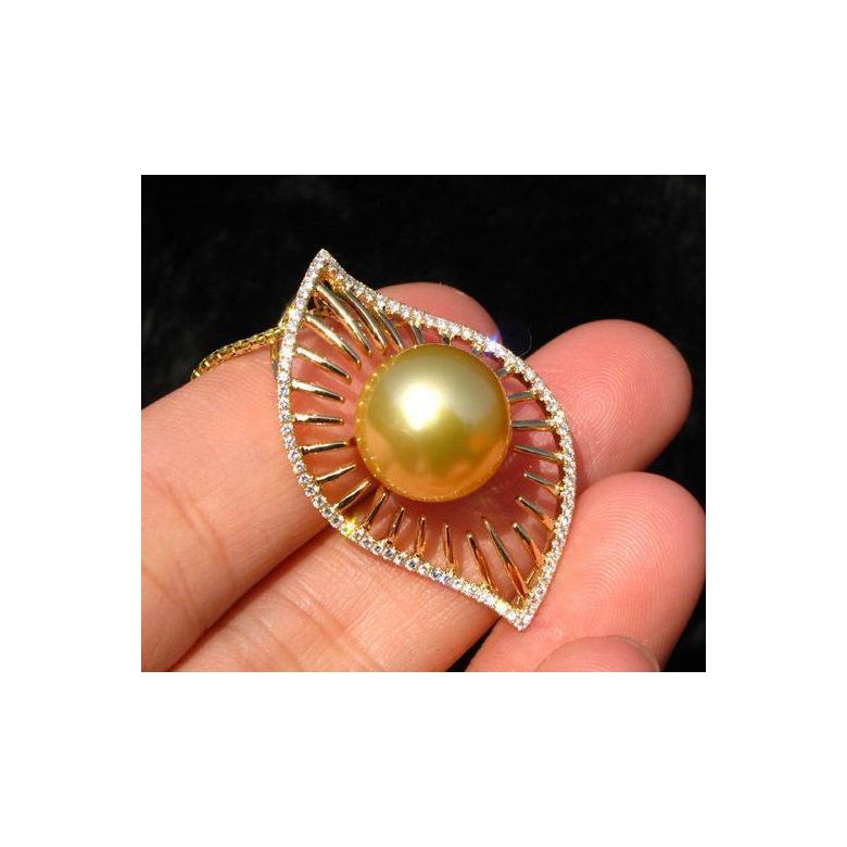 Ciondolo Egitto oro giallo - Perla Australia dorata - 11/12mm - 2