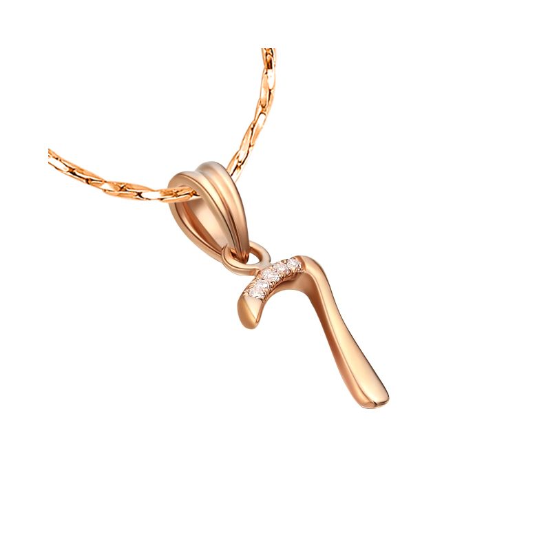 Ciondolo chiffre 7 - Oro rosa 18cts - Diamanti 0.01ct - 3