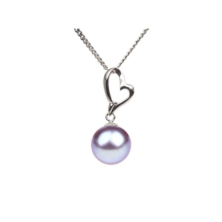 Ciondolo Coeur de Cupidon - Oro Bianco 18kt e Perla d'Acqua Dolce Bianca - 9