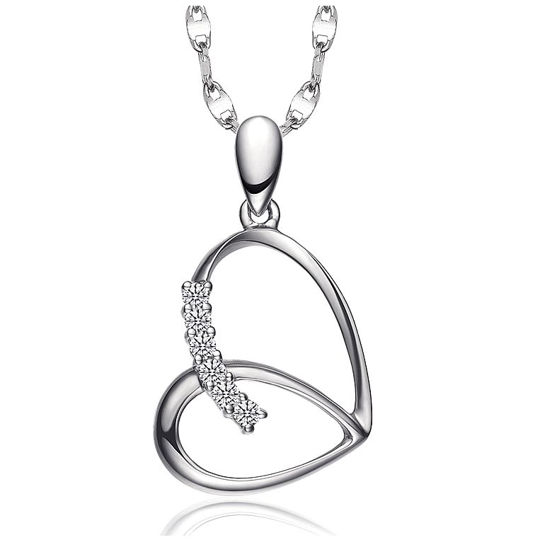 Ciondolo coeur de  farfalla - Oro bianco, diamanti - 1