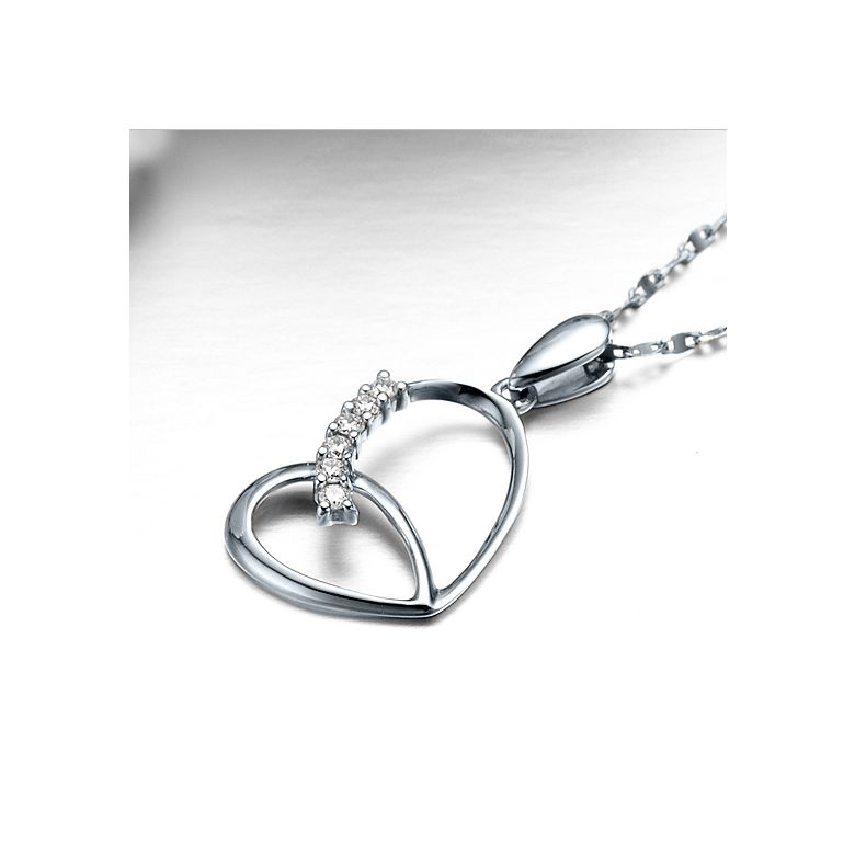 Ciondolo coeur de  farfalla - Oro bianco, diamanti - 2