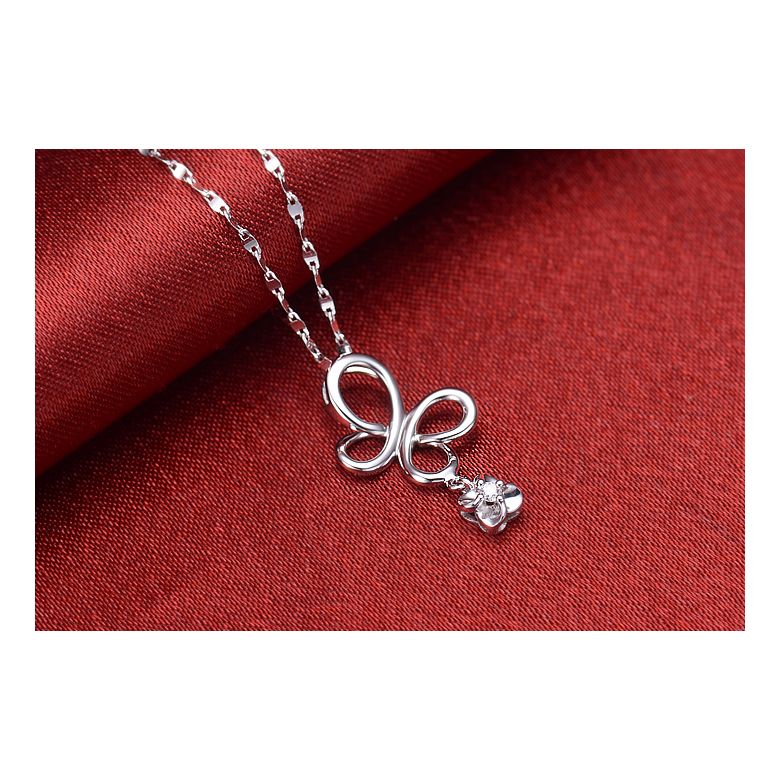 Ciondolo diamante solitario - Farfalla in oro bianco - 3