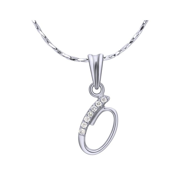 Ciondolo chiffre 0 - Oro bianco 18kt et diamanti 0.035ct - 1