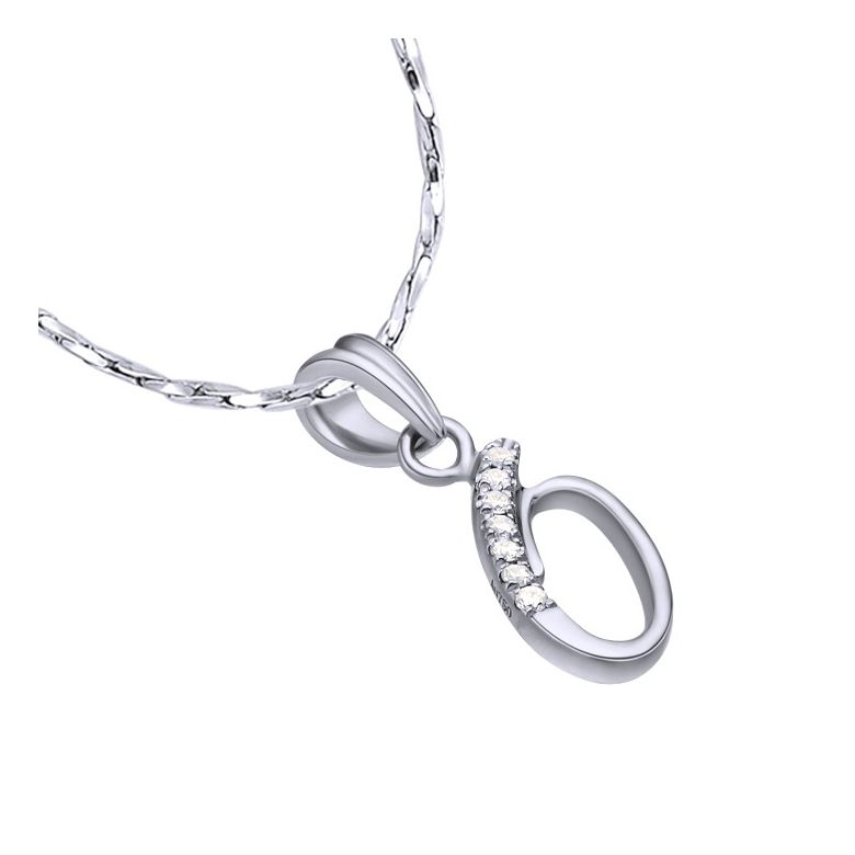 Ciondolo chiffre 0 - Oro bianco 18kt et diamanti 0.035ct - 2