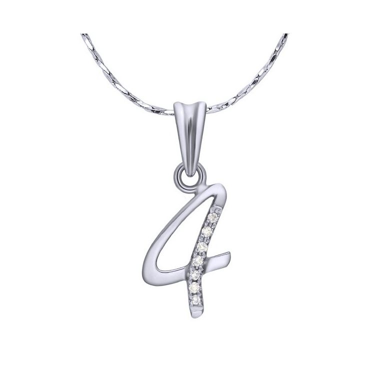 Ciondolo chiffre 4 - Oro bianco 18kt - Diamanti 0.015ct - 1